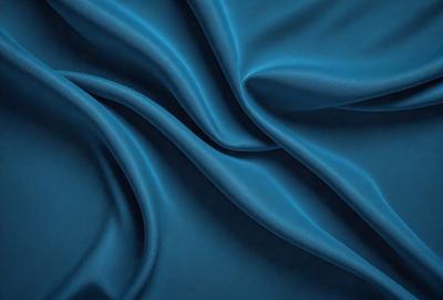 The primary subject of the image is a blue fabric, which appears to be a piece of cloth or a curtain. The setting is a room with a blue background, which complements the blue fabric. The visual style is a close-up of the blue fabric, showcasing its texture and details. The colors and mood of the image are predominantly blue, creating a calm and serene atmosphere.