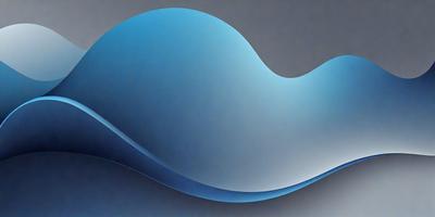 The primary subject of the image is a blue, curved, and wavy surface. The setting is a gray background, which contrasts with the blue surface. The visual style appears to be a digital art or illustration, as the blue surface is smooth and well-defined. The colors and mood of the image are predominantly blue, creating a calm and serene atmosphere.