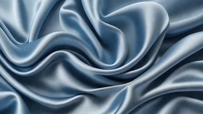 The primary subject of the image is a blue fabric, which appears to be a piece of silk. The setting is a close-up of the fabric, showcasing its texture and pattern. The visual style is a detailed, artistic representation of the fabric, possibly as a digital art or illustration. The colors and mood of the image are predominantly blue, creating a calm and serene atmosphere.