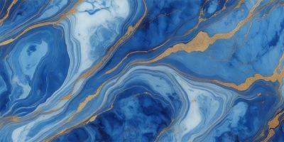 The primary subject of the image is a blue and gold marbled stone. The setting is a close-up of the marbled stone, showcasing its intricate patterns and colors. The visual style is a detailed, up-close representation of the stone. The dominant colors are blue and gold, creating a rich and luxurious atmosphere.