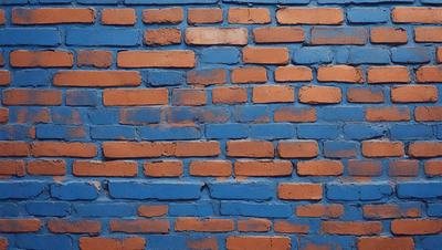 The primary subject of the image is a brick wall with a blue background. The setting is a brick wall with a blue background, and the visual style is a photo. The colors and mood of the image are predominantly blue, creating a calm and serene atmosphere.