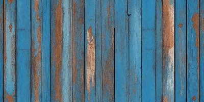 The primary subject of the image is a wooden wall with a blue background. The wall appears to be old and worn, with a few visible nails. The setting is a room with a blue color scheme, which gives the space a calm and serene atmosphere. The visual style of the image is a close-up of the wooden wall, showcasing its texture and details.