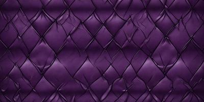 Purple leather, possibly a purple velvet, is the primary subject of the image. The setting is a close-up of the leather, showcasing its texture and pattern. The visual style is a detailed, up-close view of the material. The colors and mood are predominantly purple, creating a rich and luxurious atmosphere.