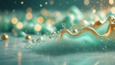 The primary subject of the image is a blue and gold wave, which appears to be a digital art or illustration. The wave is set against a blue background, giving it a vibrant and lively appearance. The visual style of the image suggests that it is a creative and artistic representation of a wave, rather than a photograph or a real-life scene. The dominant colors in the image are blue and gold, which contribute to the overall mood and atmosphere of the artwork.