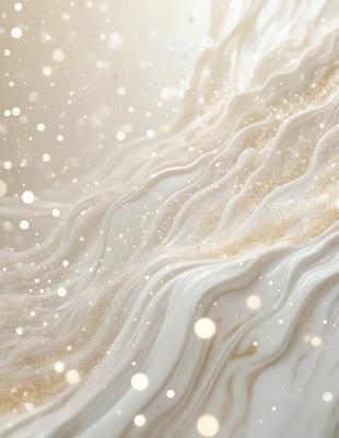 The primary subject of the image is a close-up of a white, swirling, and flowing substance, possibly a creamy or frothy material. The setting appears to be a white background, which contrasts with the flowing substance. The visual style of the image is a combination of a photo and digital art, creating a unique and artistic representation of the flowing substance. The colors and mood of the image are predominantly white, giving it a clean and serene atmosphere.