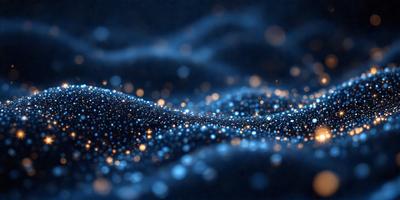 The primary subject of the image is a blue background with a pattern of bright, shining lights. The setting appears to be a dark, starry night, with the lights creating a mesmerizing effect. The visual style of the image is a combination of a photo and digital art, as the lights are arranged in a way that resembles a painting or a digital illustration. The colors and mood of the image are predominantly blue, with the bright lights adding a sense of warmth and energy to the scene.