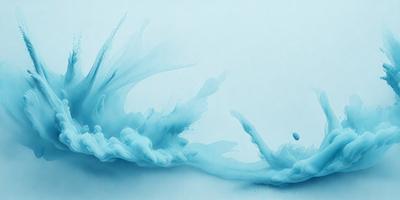 The primary subject of the image is a blue and white painting of a wave. The setting is a white background, and the visual style appears to be a digital art or illustration. The dominant colors in the painting are blue and white, creating a serene and calming atmosphere.