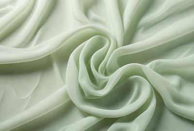 The primary subject of the image is a close-up of a white, flowing fabric. The setting is a white background, which provides a clean and minimalistic appearance. The visual style is a combination of a photo and digital art, creating a unique and artistic representation of the fabric. The colors and mood of the image are predominantly white, giving it a clean, fresh, and serene atmosphere.