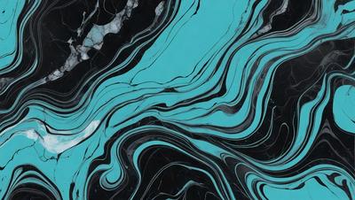 The primary subject of the image is a blue and black marble pattern. The setting is a black and blue marble surface, which serves as the background. The visual style is a close-up of the marble pattern, showcasing its intricate details. The colors and mood of the image are predominantly dark and moody, with the blue and black marble pattern creating a striking contrast against the black and blue surface.