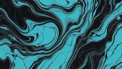 The primary subject of the image is a blue and black marble pattern. The setting is a black background, and the visual style appears to be a photo. The dominant colors are blue and black, creating a striking and elegant appearance.