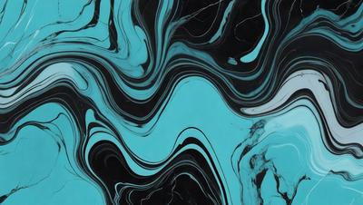 The primary subject of the image is a blue and black marbled pattern, which is the main focus of the image. The setting is a blue background, and the visual style appears to be a combination of a photo and digital art. The dominant colors are blue and black, creating a striking and visually appealing atmosphere.