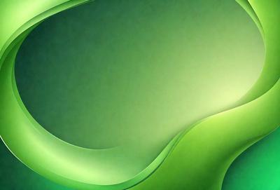 The primary subject of the image is a green, curved surface that resembles a piece of art or a painting. The setting is a green background, which complements the green surface. The visual style appears to be a digital art or illustration, as the colors and mood are vibrant and lively.