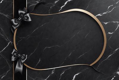 The primary subject of the image is a black and gold marble-like surface. The setting is a black background, which contrasts with the marble. The visual style is a combination of a photo and digital art, creating a unique and eye-catching design. The colors and mood of the image are dark and sophisticated, with the gold accents adding a touch of luxury and elegance.