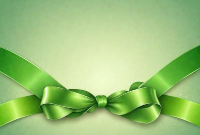 The primary subject of the image is a green bow, which is the main object, scene, or focus of the image. The setting or background is a green surface, which could be a wall or a table. The visual style of the image is a digital art or illustration, as it is a well-crafted and detailed representation of the green bow. The colors and mood of the image are predominantly green, giving it a fresh and lively atmosphere.