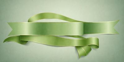The primary subject of the image is a green ribbon. The ribbon is displayed on a green background, giving it a natural and fresh appearance. The visual style of the image is a close-up, which highlights the details of the ribbon. The colors and mood of the image are predominantly green, creating a calm and serene atmosphere.