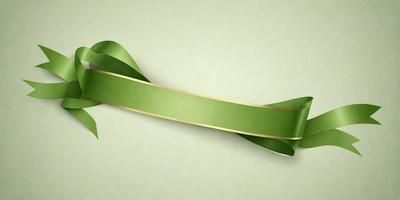 The primary subject of the image is a green ribbon. The ribbon is tied in a bow and is placed on a green background. The visual style of the image is a digital art, and the colors and mood are predominantly green, giving the image a fresh and natural appearance.