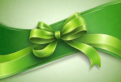 The primary subject of the image is a green bow, which is the main focus of the scene. The setting is a green background, which complements the green bow. The visual style is a digital art, illustration, or drawing, as the bow is depicted in a detailed and artistic manner. The colors and mood of the image are predominantly green, creating a calm and serene atmosphere.