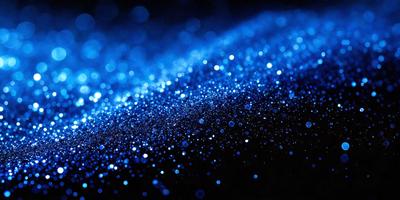 The primary subject of the image is a close-up of a blue background with a pattern of blue and white lights. The setting appears to be a dark room, and the visual style is a combination of a photo and digital art. The dominant colors are blue and white, creating a calm and serene atmosphere.