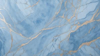 The primary subject of the image is a blue and gold marbled wall. The setting is a room with a blue and gold marbled wall, which serves as the background. The visual style is a photo, capturing the intricate patterns and colors of the marbled wall. The dominant colors are blue and gold, creating a luxurious and elegant atmosphere.