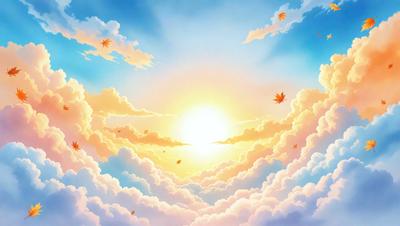 Primary subject: A beautiful sunset with a cloudy sky.

Setting/background: The sun is setting behind a cloudy sky, creating a serene and picturesque scene.

Visual style: The image is a digital art or illustration, showcasing the artist's creativity and skill in capturing the sunset's beauty.

Colors and mood: The dominant colors in the image are warm hues, such as orange, yellow, and red, which evoke a sense of tranqu
