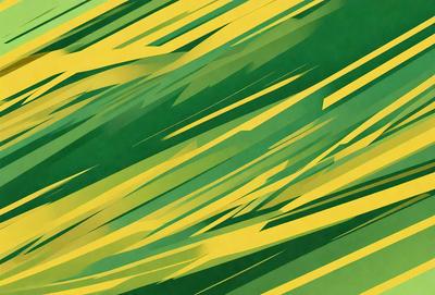 The primary subject of the image is a close-up of a green and yellow grassy field. The setting is a lush, green environment, with the grass being the main focus of the scene. The visual style of the image is a combination of a photo and a digital art, illustration, or drawing. The dominant colors in the image are green and yellow, creating a vibrant and natural atmosphere.