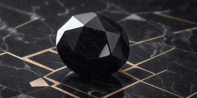 The primary subject of the image is a black and white marble ball. The setting is a black and gold checkered surface, which serves as the background. The visual style is a close-up of the marble ball, showcasing its texture and details. The colors and mood of the image are predominantly black and white, giving it a classic and elegant appearance.