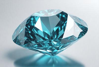 The primary subject of the image is a large, clear blue crystal. The setting is a white background, which provides a clean and uncluttered environment for the crystal to stand out. The visual style is a close-up of the crystal, showcasing its unique and beautiful structure. The colors and mood of the image are predominantly blue, giving the scene a calm and serene atmosphere.