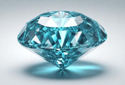 The primary subject of the image is a large, blue, crystal-like gemstone. The gemstone is the main focus of the image, and it is set against a white background. The visual style of the image is a close-up of the gemstone, showcasing its unique and beautiful design. The colors and mood of the image are predominantly blue, giving the impression of a calm and serene atmosphere.
