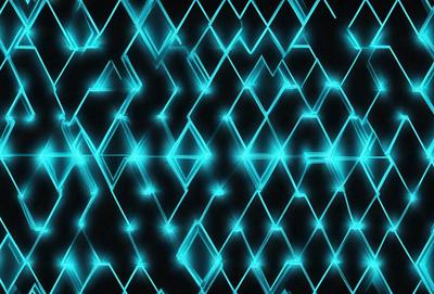 The primary subject of the image is a blue and white geometric pattern. The setting is a black background, which contrasts with the blue and white pattern. The visual style is a digital art or illustration, as the pattern appears to be a digital creation. The dominant colors are blue and white, creating a calm and soothing atmosphere.