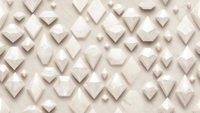 The primary subject of the image is a white marble wall with a pattern of white diamond shapes. The setting is a white marble wall, and the visual style is a photo. The dominant colors are white, and the overall atmosphere is clean and elegant.