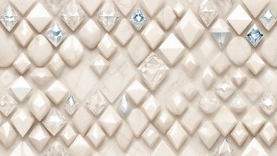 The primary subject of the image is a white marble wall with a pattern of small white diamond shapes. The setting is a white marble wall, and the visual style is a photo. The dominant colors are white and blue, creating a clean and elegant atmosphere.