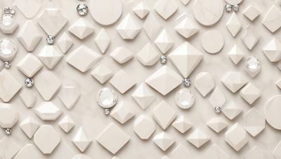 The primary subject of the image is a white marble wall with a pattern of white diamond shapes. The setting is a white marble wall, and the visual style is a photo. The dominant colors are white, and the overall atmosphere is elegant and sophisticated.