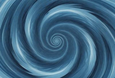 The primary subject of the image is a spiral pattern, which is the main object, scene, or focus of the image. The spiral pattern is set against a blue background, creating a visually striking contrast. The spiral pattern is depicted in a digital art style, giving it a modern and dynamic appearance. The overall atmosphere of the image is one of movement and energy, as the spiral pattern seems to be in constant motion.