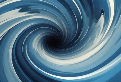 The primary subject of the image is a blue spiral, which appears to be a painting or a digital artwork. The setting is a blue background, and the visual style suggests that it is a digital artwork. The dominant colors in the image are blue and white, creating a calm and serene atmosphere.