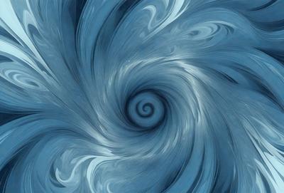 The primary subject of the image is a spiral pattern, which is the main object, scene, or focus of the image. The spiral pattern is set against a blue background, creating a visually striking contrast. The spiral pattern is depicted in a digital art style, giving it a modern and artistic appearance. The overall atmosphere of the image is dynamic and engaging, with the spiral pattern serving as the central point of interest.