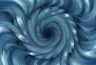 The primary subject of the image is a spiral pattern, which is the main object, scene, or focus of the image. The spiral pattern is set against a blue background, creating a visually striking contrast. The image is a digital art piece, showcasing the artist's creativity and skill in designing intricate patterns. The overall atmosphere of the image is dynamic and captivating, with the spiral pattern serving as the central point of interest.