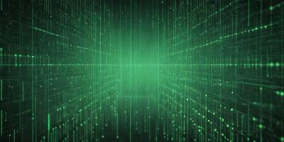 The primary subject of the image is a green background with a pattern of green and white dots. The setting appears to be a dark room, and the visual style is a digital art or illustration. The dominant colors are green and white, creating a calm and soothing atmosphere.