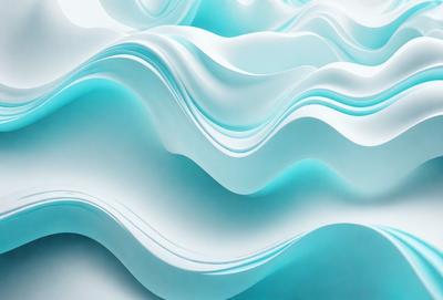 The primary subject of the image is a large, white, and blue wave. The wave is the main focus of the image, and it is set against a white background. The visual style of the image is digital art, as it appears to be a computer-generated or digitally manipulated image. The dominant colors in the image are white and blue, creating a calm and serene atmosphere.