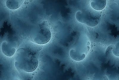 The primary subject of the image is a blue and white spiral pattern, which is the main object, scene, or focus of the image. The setting or background is a blue sky, and the visual style is digital art. The dominant colors are blue and white, and the overall atmosphere is calm and serene.