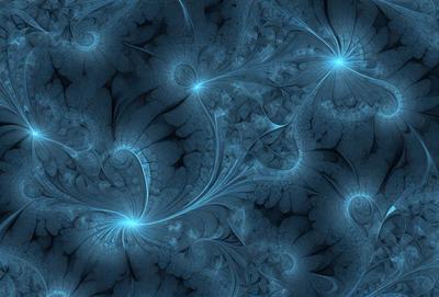 The primary subject of the image is a blue and white swirling pattern, which appears to be a digital art or illustration. The setting is a blue background, and the visual style is a combination of digital art and illustration. The dominant colors are blue and white, creating a calm and soothing atmosphere.