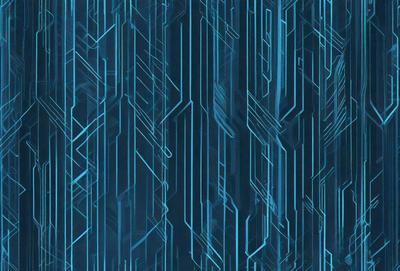 The primary subject of the image is a blue and white patterned wall. The setting is a dark room, and the visual style appears to be a digital art or illustration. The dominant colors are blue and white, creating a calm and soothing atmosphere.
