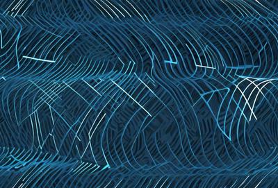 The primary subject of the image is a blue and white pattern, which appears to be a digital art or illustration. The setting is a dark blue background, creating a contrasting effect with the pattern. The visual style suggests that the image is a creative and artistic representation of a design or concept. The colors and mood of the image are predominantly dark and moody, with the blue and white pattern providing a sense of depth and intrigue.