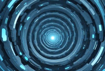 The primary subject of the image is a blue spiral, which appears to be a futuristic or abstract design. The setting is a blue background, which complements the spiral's color. The visual style is digital art, as the spiral is created using a computer program. The colors and mood of the image are predominantly blue, giving it a calm and serene atmosphere.