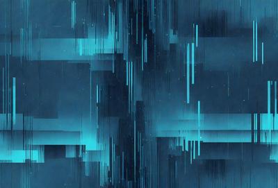 The primary subject of the image is a blue and purple patterned background. The setting is a dark blue sky, and the visual style appears to be a digital art or illustration. The colors and mood of the image are predominantly blue and purple, creating a calm and serene atmosphere.