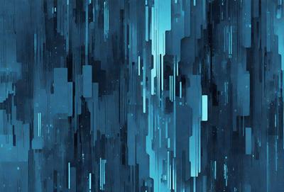 The primary subject of the image is a blue and white patterned background. The setting is a dark blue sky, and the visual style appears to be a digital art or illustration. The colors and mood of the image are predominantly blue and somewhat moody.