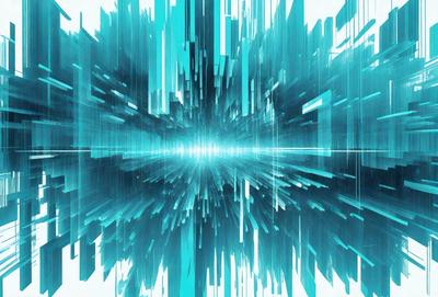The primary subject of the image is a bright blue light, which appears to be a light source or a bright spot in the scene. The setting is a blue background, which adds to the overall atmosphere of the image. The visual style of the image is digital art, as it is a computer-generated image. The dominant colors in the image are blue and white, creating a sense of depth and contrast.