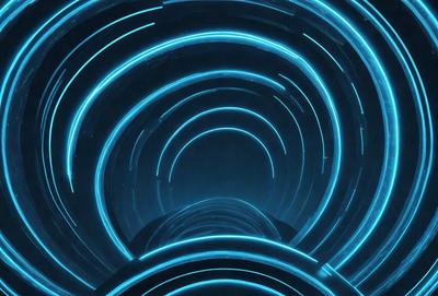 The primary subject of the image is a blue spiral pattern. The setting is a dark room with a blue background. The visual style is digital art, as the spiral pattern is created using a computer program. The dominant colors are blue and black, giving the image a futuristic and modern mood.