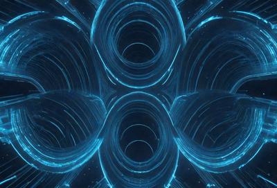 The primary subject of the image is a blue spiral pattern, which is the main object, scene, or focus of the image. The setting or background is a dark blue space, which adds to the overall atmosphere. The visual style of the image is digital art, as it appears to be a digital creation rather than a photo or traditional art form. The dominant colors in the image are blue and black, creating a sense of depth and intrigue.
