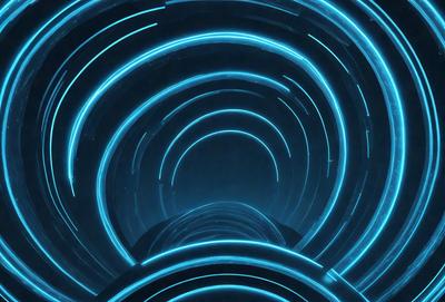 The primary subject of the image is a blue spiral, which appears to be a part of a larger blue structure. The setting is a dark room, and the visual style is a combination of digital art and illustration. The dominant colors in the image are blue and purple, creating a calm and serene atmosphere.