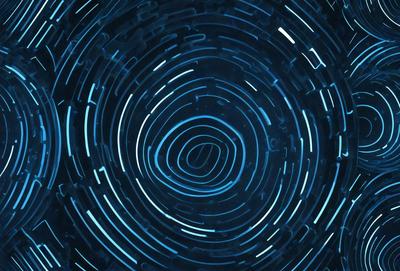 The primary subject of the image is a blue, circular, and swirling pattern. The setting is a dark blue background, which creates a contrasting and visually striking effect. The visual style is a combination of digital art and illustration, as the swirling pattern appears to be a digital creation. The colors and mood of the image are predominantly dark and moody, with the blue hue adding a sense of depth and mystery to the scene.